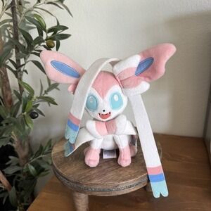 Pokemon 2017 Sylveon Plush Tomy 8" Fairy Eeveelution Stuffed Toy Pink White Cute